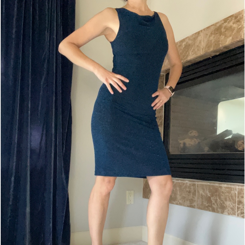 Glittered dark blue perfect fit night dress